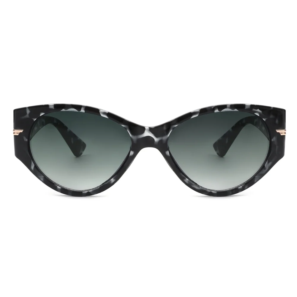Cat-Eye Sunglasses Black Grey Marble Glam Modern Frame | UV400 - Picture 3 of 3